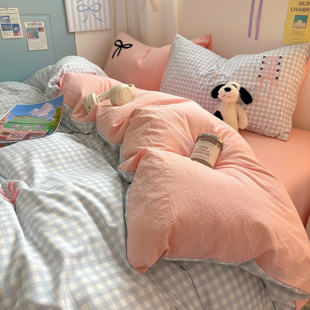 Blush Ribbon Embroidered Bedding Set