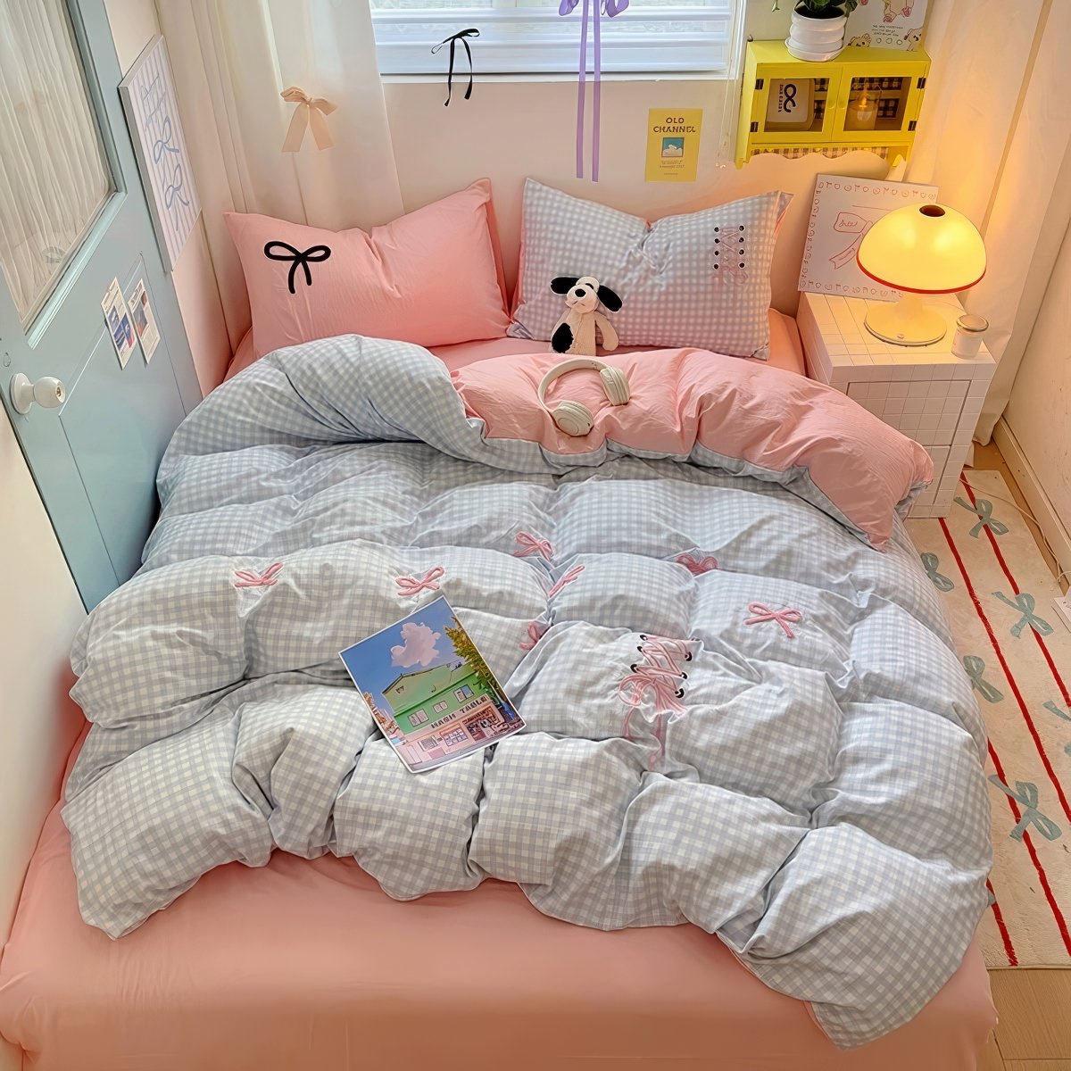 Blush Ribbon Embroidered Bedding Set