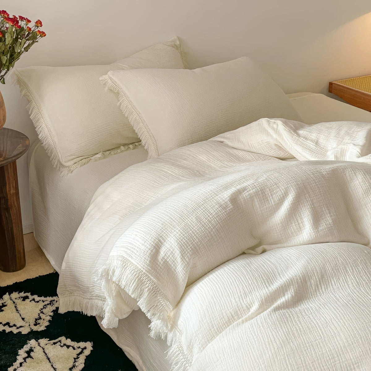 Boho Fringe Edge Bedding Set