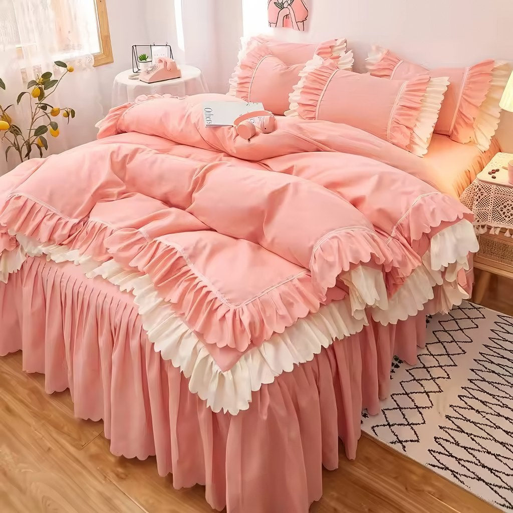 Lush Ruffled Coquette Aesthetic Bedding Set