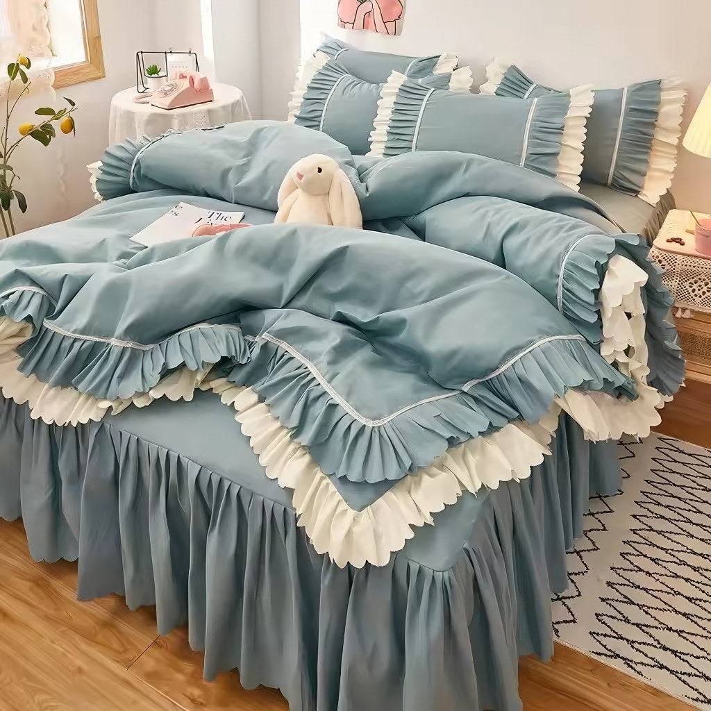 Lush Ruffled Coquette Aesthetic Bedding Set