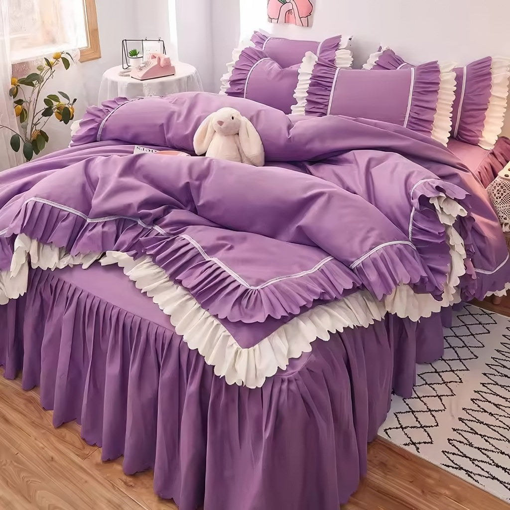 Lush Ruffled Coquette Aesthetic Bedding Set