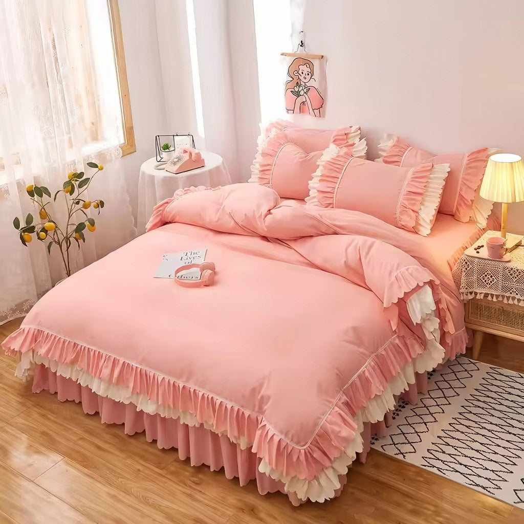 Lush Ruffled Coquette Aesthetic Bedding Set