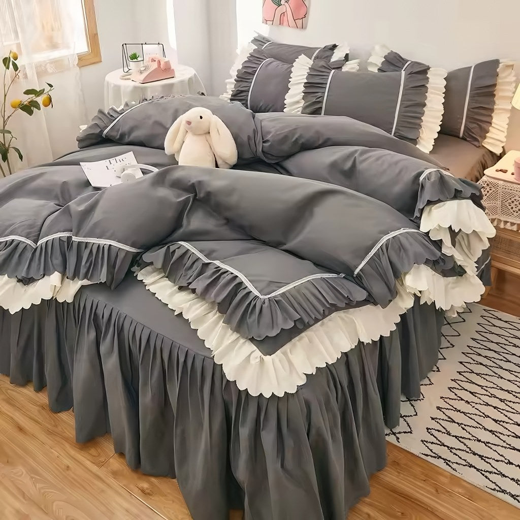 Lush Ruffled Coquette Aesthetic Bedding Set