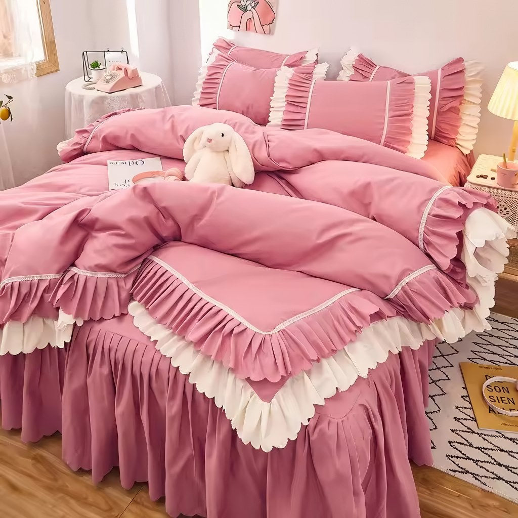 Lush Ruffled Coquette Aesthetic Bedding Set