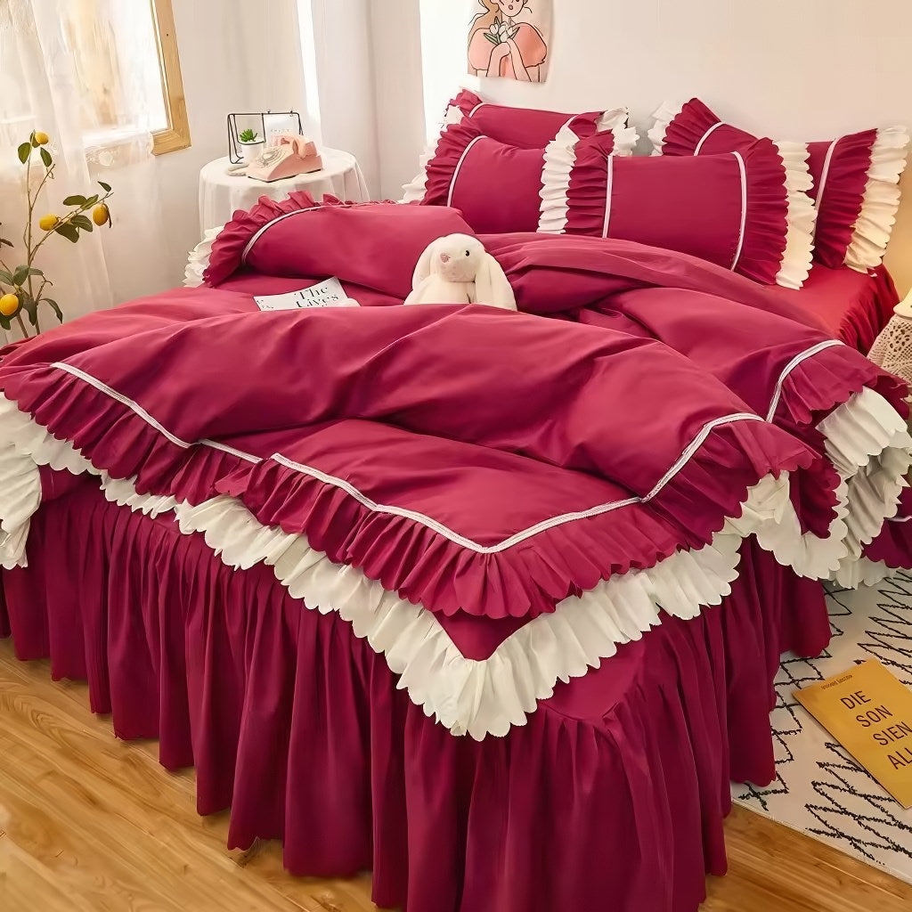Lush Ruffled Coquette Aesthetic Bedding Set